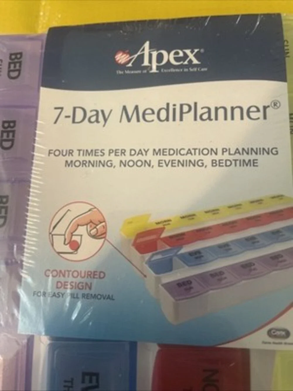 Apex 7-Day MediPlanner Pill Box 4 Times per Day Contour Design NEW Organization